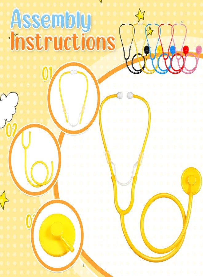 RoundFunny 20 Pcs Kids Stethoscope Toy Real Working Plastic Stethoscope for Kids Role Play Girls Boys Doctor Nurse Accessories Costume School Career Day Cosplay(Multicolors) - Image 2